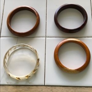 WOODEN AND LUCITE BANGLES